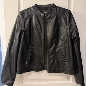 Simply Vera,  Vera Wang Black Faux Leather Jacket Moto Style
